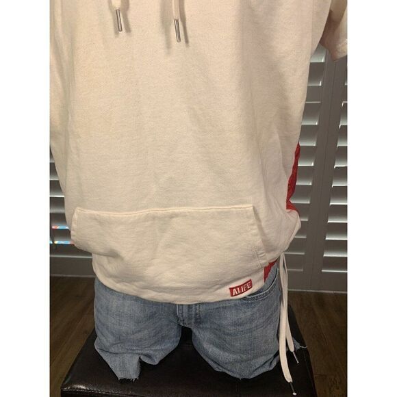 ALIFE New York Pullover White Red Hoodie Sweatshirt Large RARE Short Sleeve - Picture 5 of 11